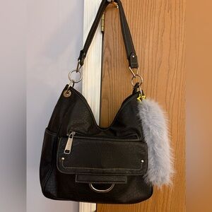 Rosetti Vintage Black Faux Leather Hobo Bag